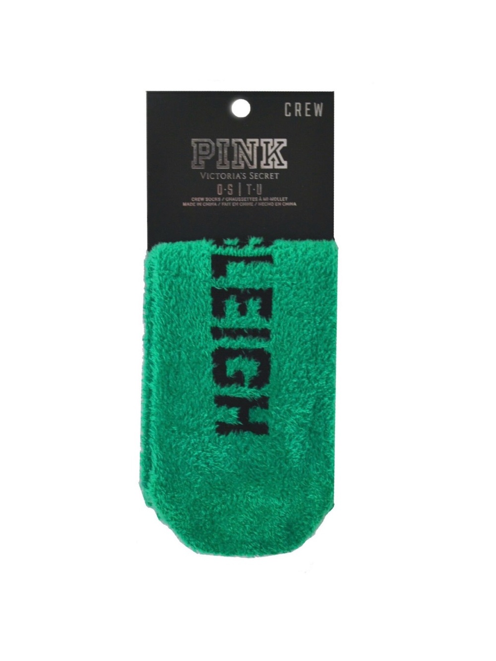 PINK Victoria's Secret Emerald Green Sleigh what Crew Socks